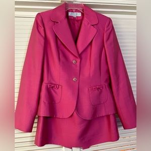 Tahari Hot Pink Size 8 Skirt Suit